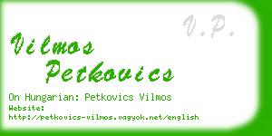 vilmos petkovics business card